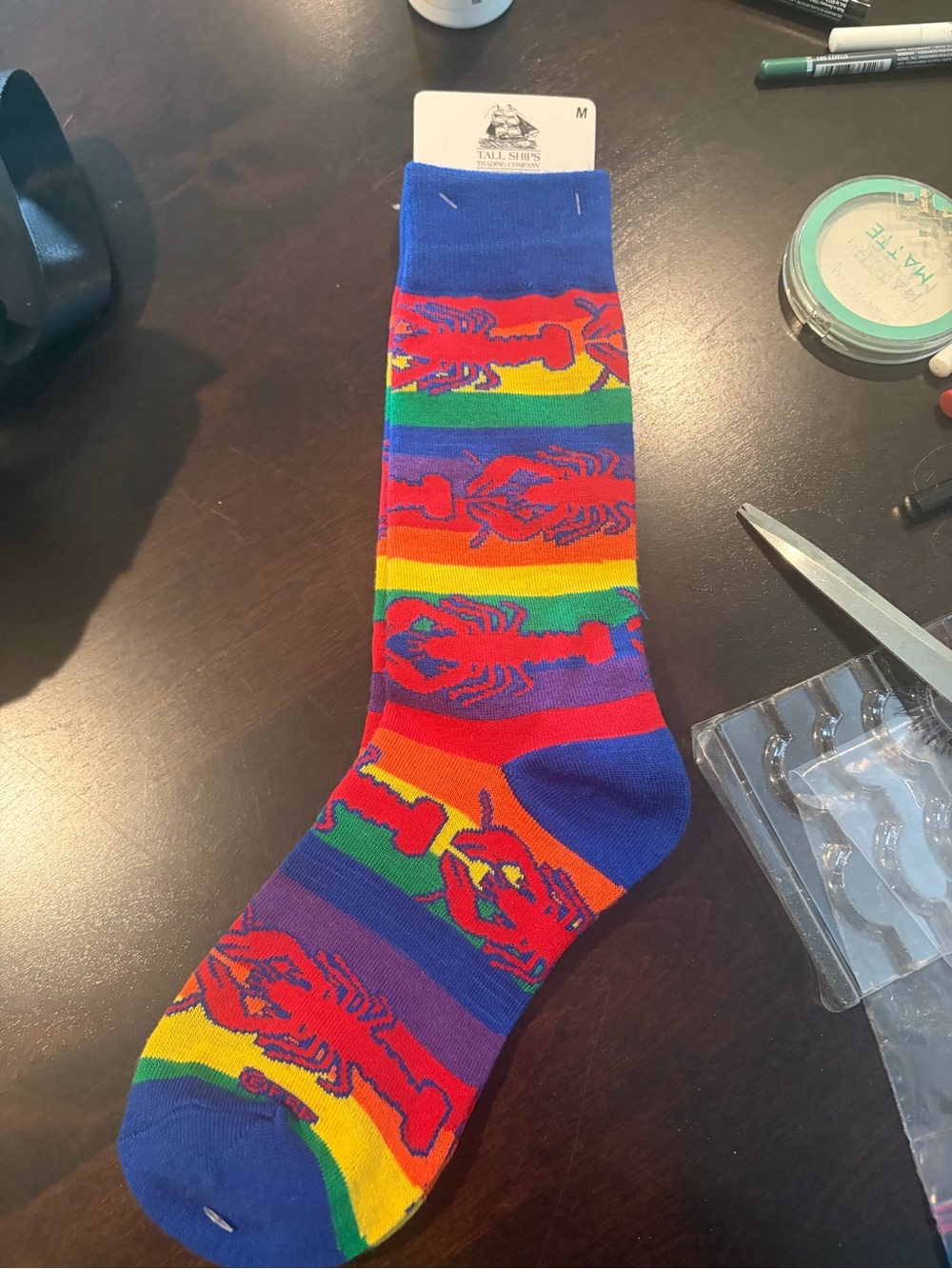 Rainbow lobster socks